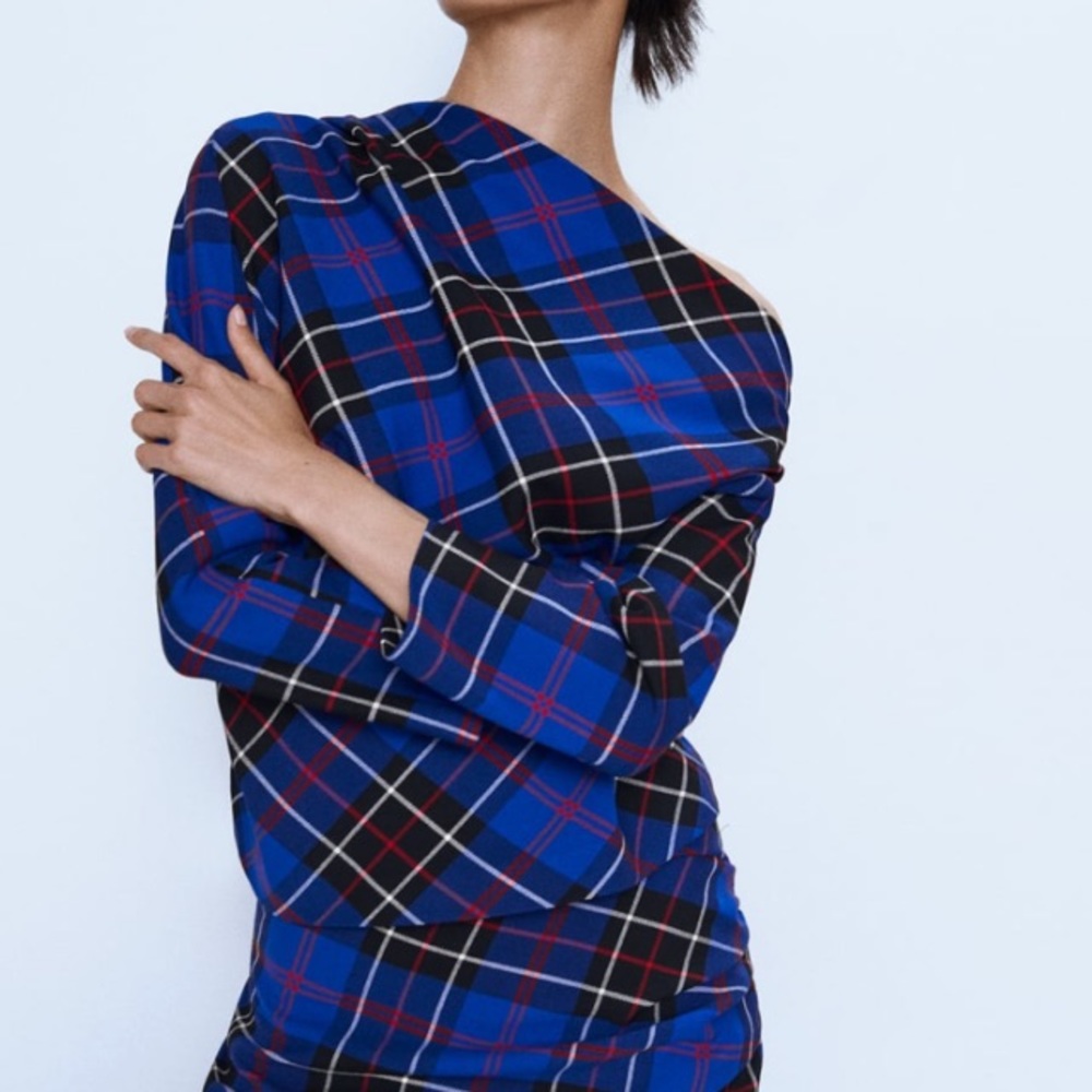 Zara asymmetric plaid top - Picture 5 of 7